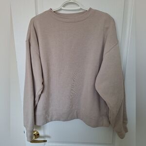 Never Worn Ardene Collective Organic Cotton Beige Crew Neck Sweatshirt Oversized